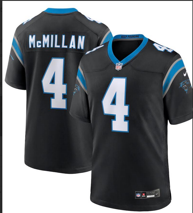 Men Carolina Panthers #4 Tetairoa McMillan black 2025 Nike NFL jersey->carolina panthers->NFL Jersey